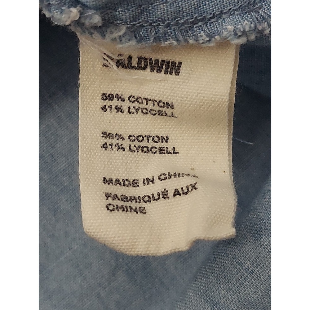 Baldwin Shirt Dress Womens Medium Blue Chambray Long Sleeve Button Up Pockets - Picture 4 of 12